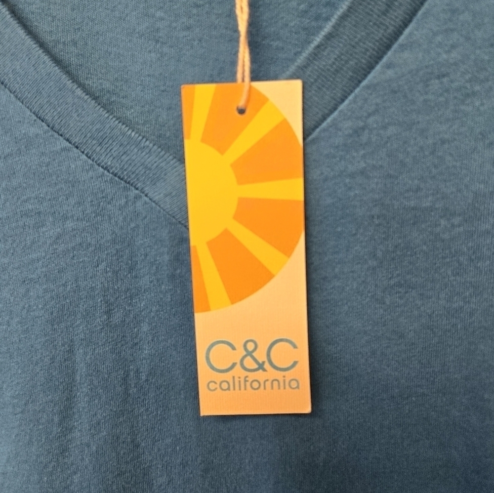 C&C California Lucy V-neck T-shirt Blue M - Picture 7 of 8